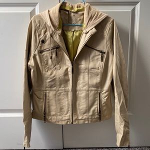 Cream Faux Leather Jacket